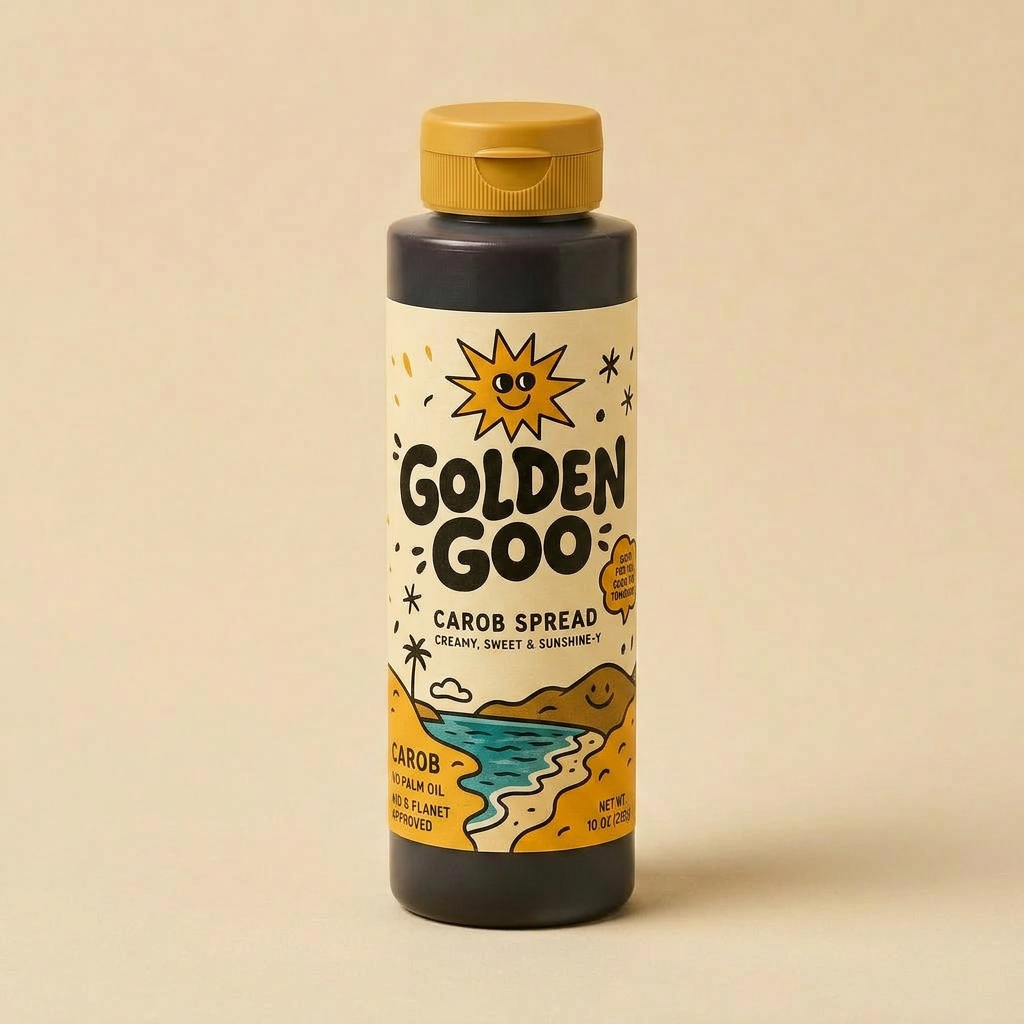 Golden Goo carob spread jar